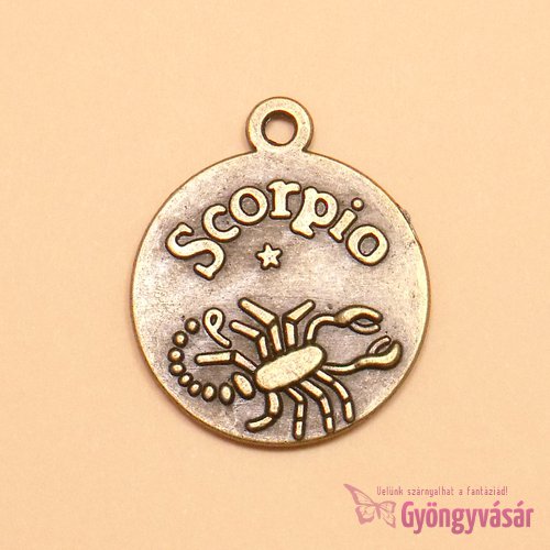 Rézszínű horoszkóp: skorpió fém medál