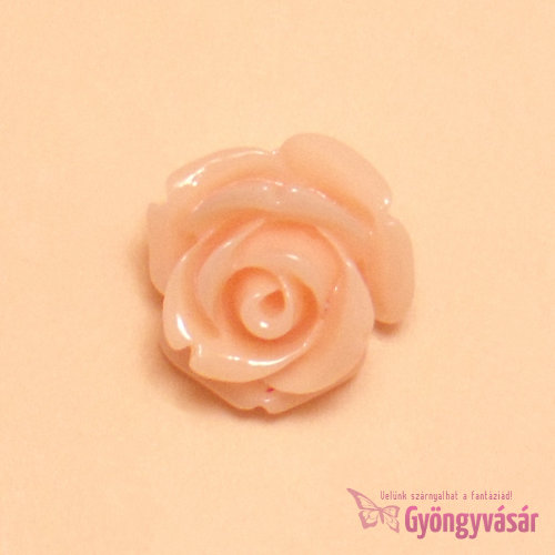 Barackszínű 14 mm rózsa műgyanta gyöngy