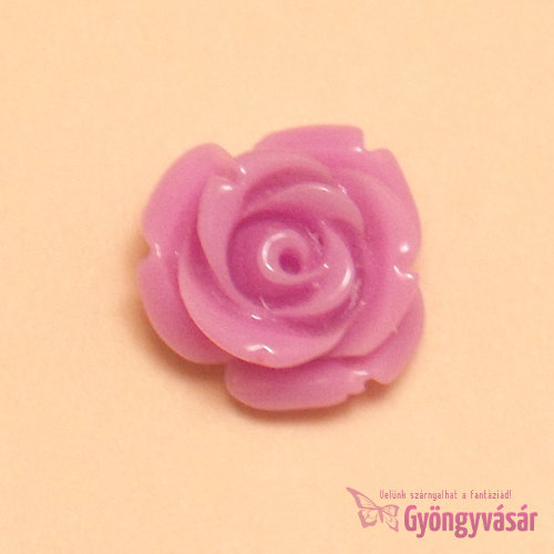 Lila 14 mm rózsa műgyanta gyöngy