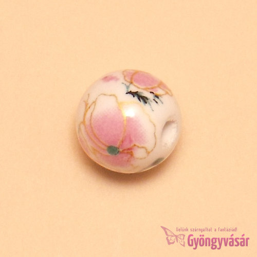 Tavaszi rózsa - 10 mm golyó porcelán gyöngy